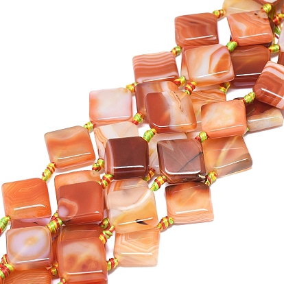 Natural Banded Agate/Striped Agate Beads Strands, Dyed & Heated, Rhombus