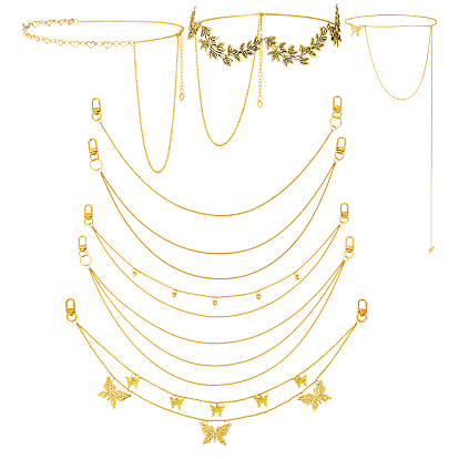 8шт 8 стили бабочка лист сплав подвеска железные цепи ремни набор