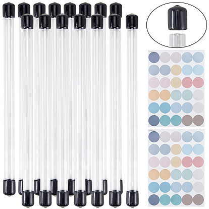 15Штатные прозрачные акриловые тубы для хранения бусин из полиэтилена с черной крышкой, держатель для ароматических палочек, колонка, с 2 листами ПВХ-пластиковых наклеек для украшения стен