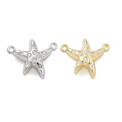 Латунные микрозастежки в форме морской звезды с прозрачными кубическими циркониями, долговечный, стойки покрытие, без свинца и без кадмия