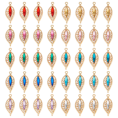40шт 10 цветной сплав с подвесками из горного хрусталя, золотой свет, лист