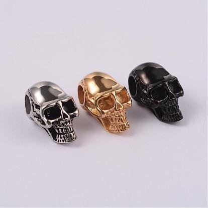 Skull 304 Stainless Steel Beads, 22x12x13mm, Hole: 6mm