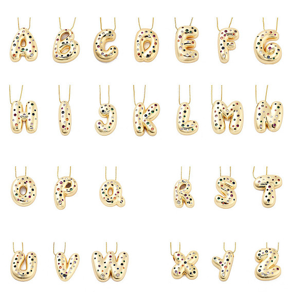 Латунные ожерелья с подвесками в виде букв из микрофибры с кубическим цирконием, реальный 18 k позолоченный