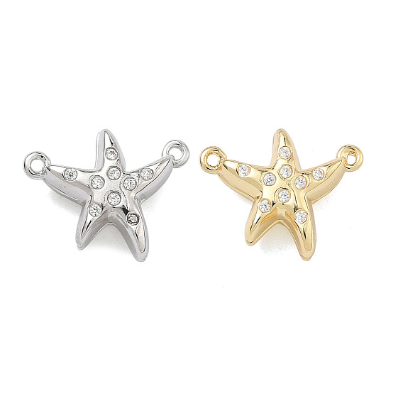 Латунные микрозастежки в форме морской звезды с прозрачными кубическими циркониями, долговечный, стойки покрытие, без свинца и без кадмия