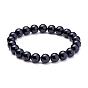 Gemstone Round Beads Stretch Bracelets, Dyed & Heated, with Spare Beads, Elastic Fibre Wire and Iron Big Eye Beading Needle