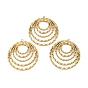 Ion Plating(IP) 304 Stainless Steel Pendants, Hollow Flat Round Charm