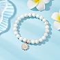 Браслеты с подвесками из сплава с эмалью в виде ромашки, Браслеты из натуральных круглых бусин магнезита для женщин