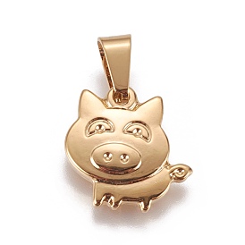 304 Stainless Steel Charms, Cartoon Piggy Charms