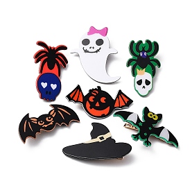 Halloween Theme PVC Alligator Hair Clips, with Iron Findings, Hair Accessories for Girls Women