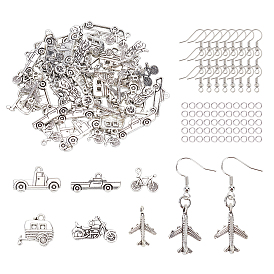 ARRICRAFT DIY Earring Making Kit, Including 60Pcs 6 Style Tibetan Style Alloy Pendants, 160Pcs Brass Jump Rings, 100Pcs Iron Earring Hooks
