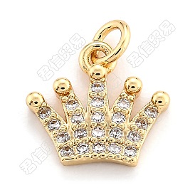 10 pièces en laiton micro pavé breloques en zircone cubique claire, support de longue durée plaqué, couronne