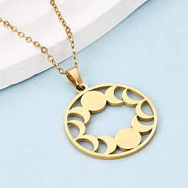 304 подвесные из нержавеющей стали ожерелья, фаза луны, ионное покрытие (ip)