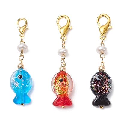 3 шт. подвесные украшения в виде рыбок ручной работы, Сплав с застежками когтя омара