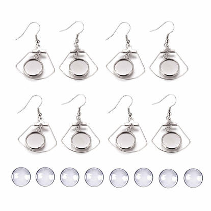 SUNNYCLUE DIY Earring Making, with Stainless Steel Dangle Earrings, Cabochon Settings, Glass Cabochons