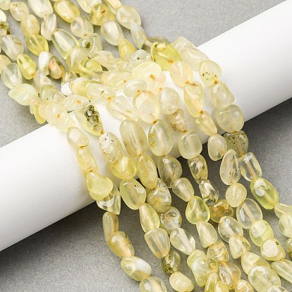 Нити бусин из натурального золота пренита, самородки, упавший камень