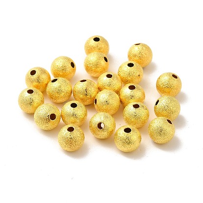 Brass Textured Beads, Cadmium Free & Lead Free, Round, 8mm, Hole: 1.5~2mm