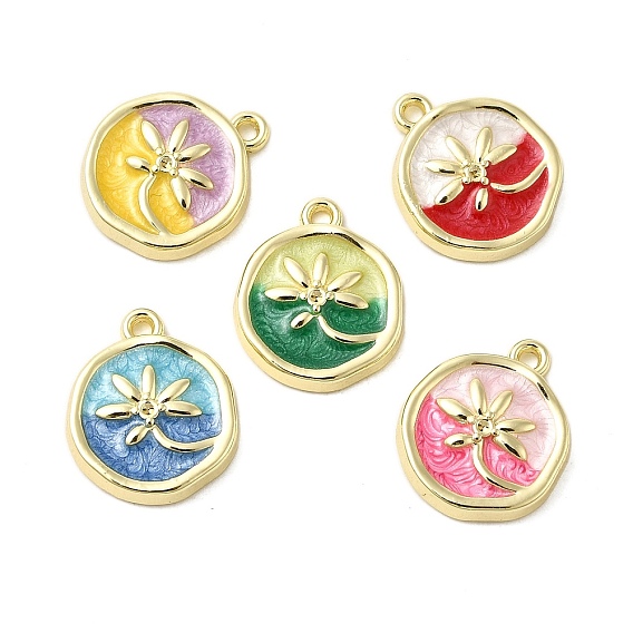 Сплав эмали прелести, стойки покрытие, долговечный, без свинца, без кадмии и без никеля, золотой свет, плоская круглая с подвеской в виде цветка