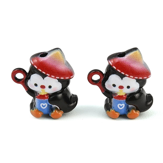 Alloy Enamel Pendants, Penguin Charms