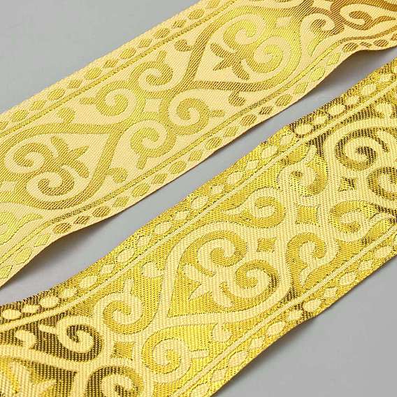 Ethnic Style Polyester Jacquard Flower Ribbon, Tyrolean Ribbon, Garment Accessories