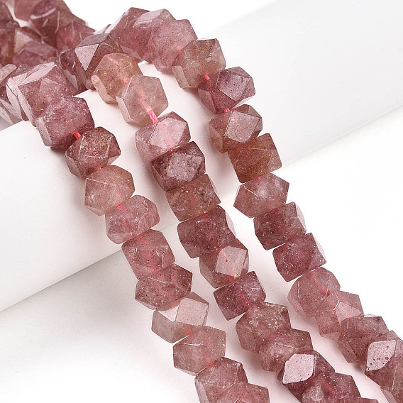 Природного кварца клубники нитей бисера, граненые, рондель