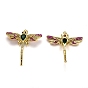 Autumn Theme Brass Micro Pave Cubic Zirconia Pendants, with Enamel and Jump Rings, Long-Lasting Plated, Dragonfly
