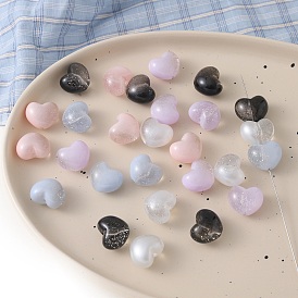 Прозрачные акриловые бусины градиентного цвета, сердце, с блеском порошок