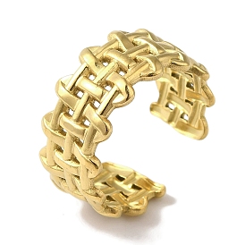 PVD Vacuum Plating 201 Stainless Steel Net Wide Open Cuff Rings for Women