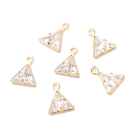 Brass Cubic Zirconia Charms, Triangle
