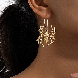 Alloy Hoop Earrings for Women, with Brass Findings, Spider