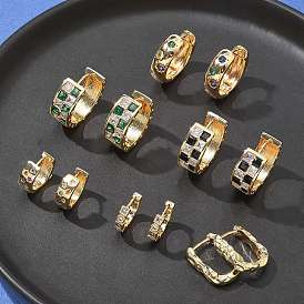 Латунные микро проложить серьги обруча кубического циркония