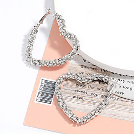 Sparkling Heart-shaped Rhinestone Earrings for Women - Bold and Eye-catching!