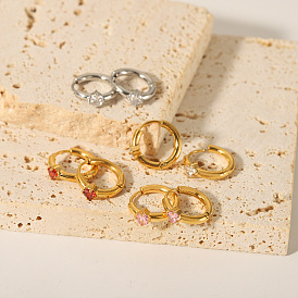 Элегантные 304 серьги-кольца из нержавеющей стали с кубическим цирконием