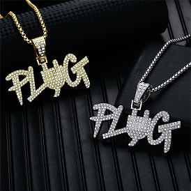 Street Style Sparkling Alloy Crystal Rhinestones Word PLUG Pendant Necklace