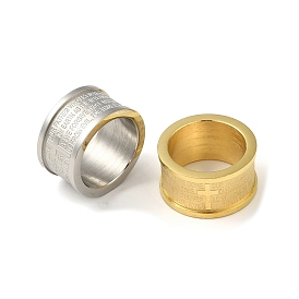 Vacuum Plating 304 Stainless Steel Lord's Prayer Finger Ring, Wide Band Rings for Women Men