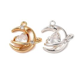 Латунные микро проложить кубического циркония подвески, без кадмия, без никеля и без свинца, Луна и сердце