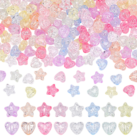 160pcas 16 стили прозрачные акриловые бусины с трещинками, звезда и сердца