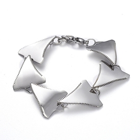 304 Stainless Steel Link Chain Bracelets, with Lobster Claw Clasps, Triangle