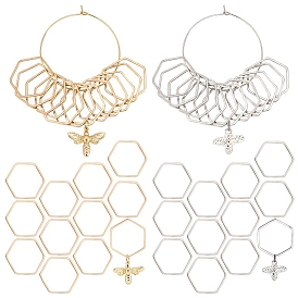 Латунь с алюминиевой пчелой и шестигранными подвесными маркерами петель с замком, 316 маркер для стежка в виде кольца из хирургической нержавеющей стали для бокала для вина