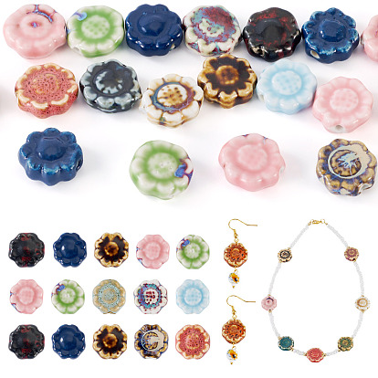 20шт. фарфоровые бусины ручной работы, подсолнечник