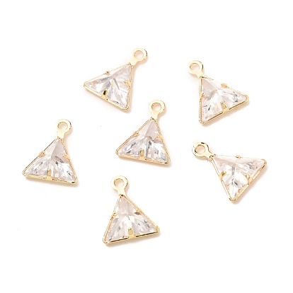 Brass Cubic Zirconia Charms, Triangle