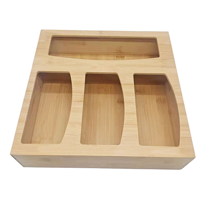 Rectangle Bamboo Bag Organizer, with 4 Grids