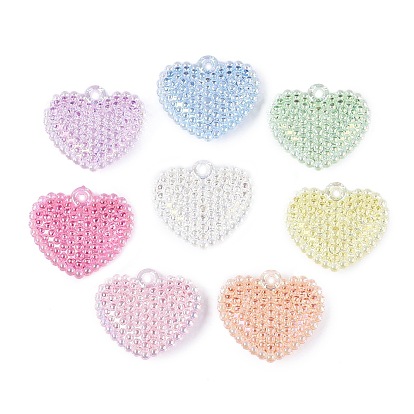 Прозрачные акриловые подвески с УФ-покрытием, сердце прелести, радужный