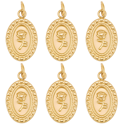 10шт. ионное покрытие (IP) ко Дню святого Валентина 316 подвески из хирургической нержавеющей стали, с целью перехода в кольце, овальная с розой