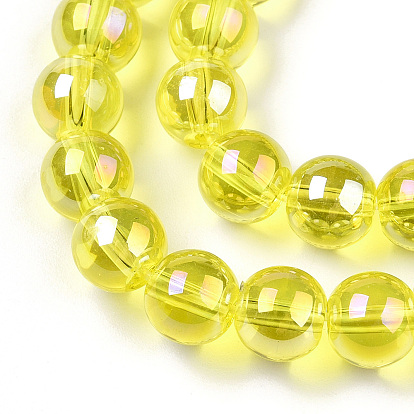 Electroplate Transparent Glass Beads Strands, AB Color Plated, Round