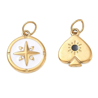 304 Stainless Steel Enamel Pendants, Golden