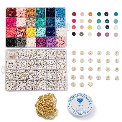 DIY Heishi Bead Style Stretch Bracelets Making Kits, Including Handmade Polymer Clay & Acrylic & Non-magnetic Synthetic Hematite & Brass Beads, Elastic Crystal Thread