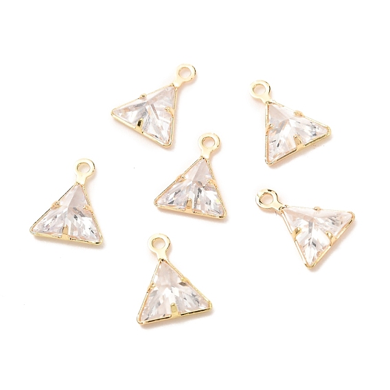 Brass Cubic Zirconia Charms, Triangle