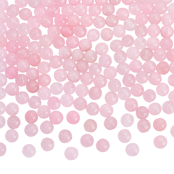 180Pcs Dyed Natural White Jade Round Beads Strands, Faceted