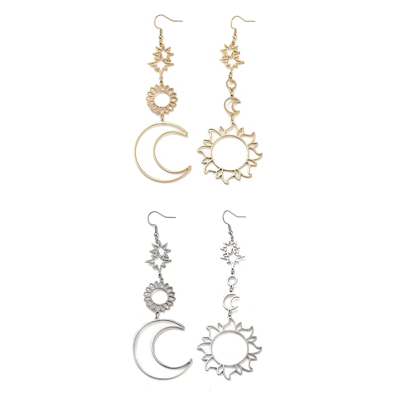 304 из нержавеющей стали болтаться серьги, Вс & луна