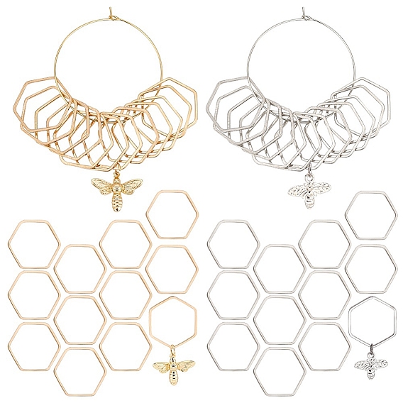 Латунь с алюминиевой пчелой и шестигранными подвесными маркерами петель с замком, 316 маркер для стежка в виде кольца из хирургической нержавеющей стали для бокала для вина